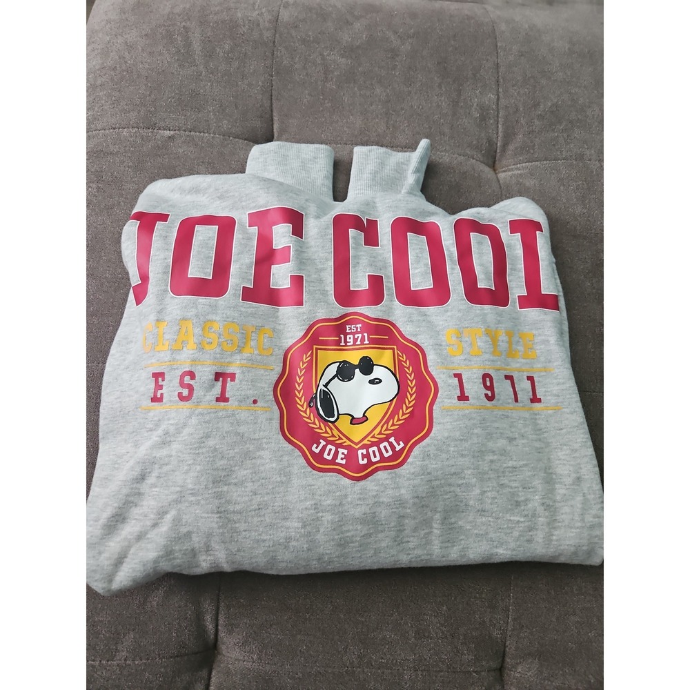 Snoopy Joe Cool Peanuts Graphic Full Zip Hoodie Heather Gray Men's Size Medium